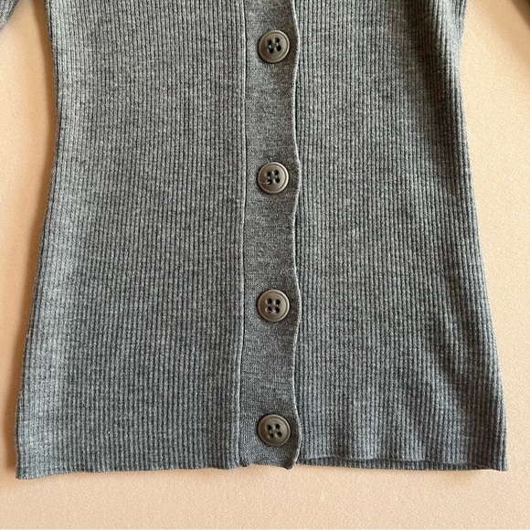 Trina‎ Turk 100% Merino Wool Ribbed Puff Sleeve Cardigan size XS - Picture 5 of 12